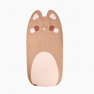 Maple the bear-shaped yoga mat with a tan center and brown accents on a white background