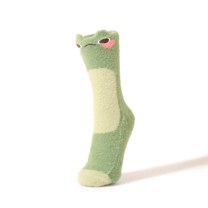 Moss the Frog Fuzzy Sock